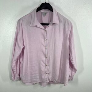 Orvis Classic Linen Blend Button‎ Down Shirt Lavender Pink XXL Mens Casual